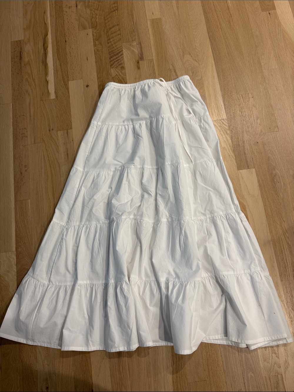 Zara White Tiered Cotton Maxi Skirt